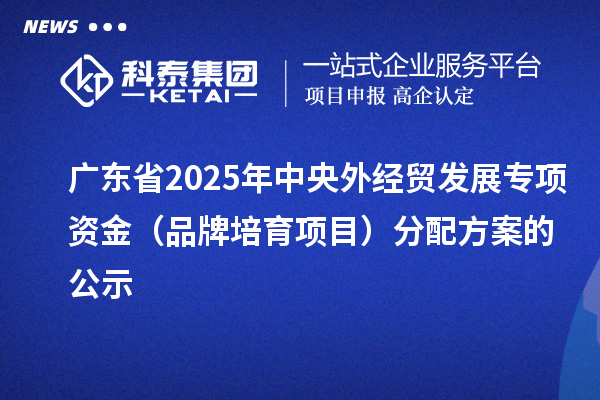 廣東省2025年中央外經(jīng)貿(mào)發(fā)展專(zhuān)項(xiàng)資金(品牌培育項(xiàng)目)分配方案的公示