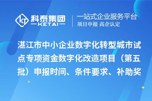 湛江市中小企業數字化轉型城市試點專項資金數字化改造項目（第五批）申報時間、條件要求、補助獎勵