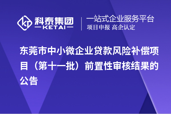 東莞市中小微企業貸款風險補償項目（第十一批）前置性審核結果的公告