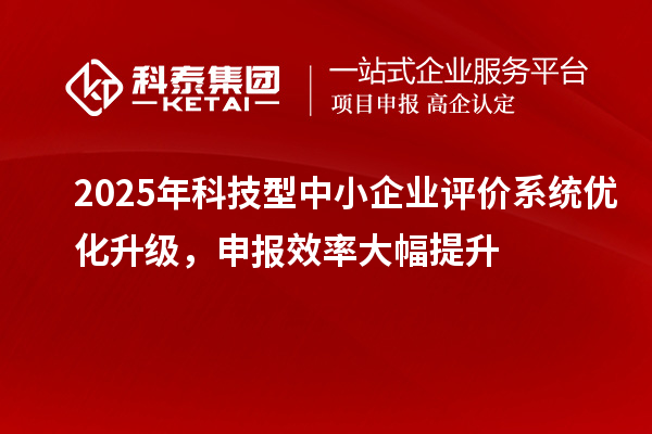 2025年科技型中小企業(yè)評價系統(tǒng)優(yōu)化升級，申報效率大幅提升