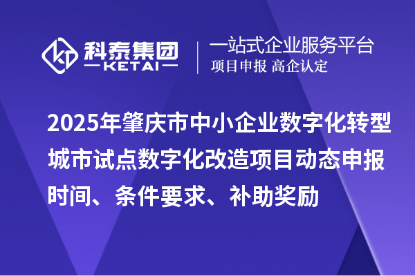 2025年肇慶市中小企業數字化轉型城市試點數字化改造項目動態申報時間、條件要求、補助獎勵
