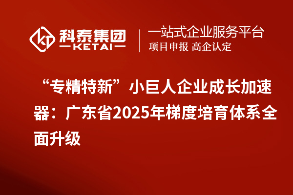 “專精特新”小巨人企業成長加速器:廣東省2025年梯度培育體系全面升級