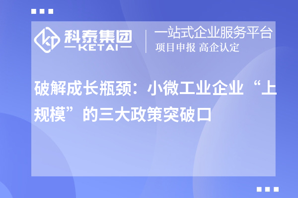 破解成長瓶頸:小微工業企業“上規模”的三大政策突破口