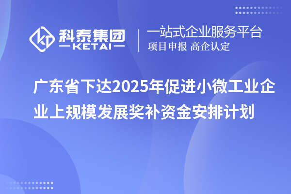 廣東省下達2025年促進小微工業企業上規模發展獎補資金安排計劃