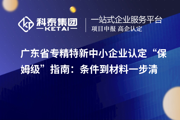 廣東省專精特新中小企業認定 “保姆級” 指南：條件到材料一步清