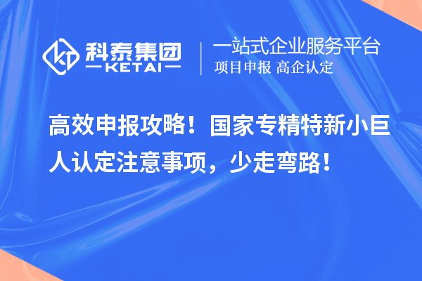 高效申報攻略！國家專精特新小巨人認定注意事項，少走彎路！