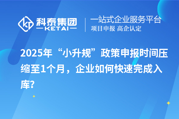 2025年“小升規(guī)”政策申報(bào)時(shí)間壓縮至1個(gè)月，企業(yè)如何快速完成入庫？