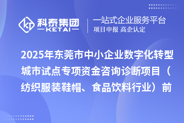 2025年東莞市中小企業數字化轉型城市試點專項資金咨詢診斷項目（紡織服裝鞋帽、食品飲料行業）前置性審核結果的公告