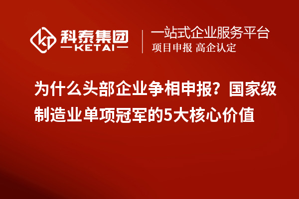 為什么頭部企業爭相申報？國家級制造業單項冠軍的5大核心價值