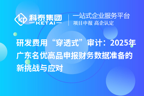 研發(fā)費(fèi)用“穿透式”審計(jì):2025年廣東名優(yōu)高品申報(bào)財(cái)務(wù)數(shù)據(jù)準(zhǔn)備的新挑戰(zhàn)與應(yīng)對(duì)